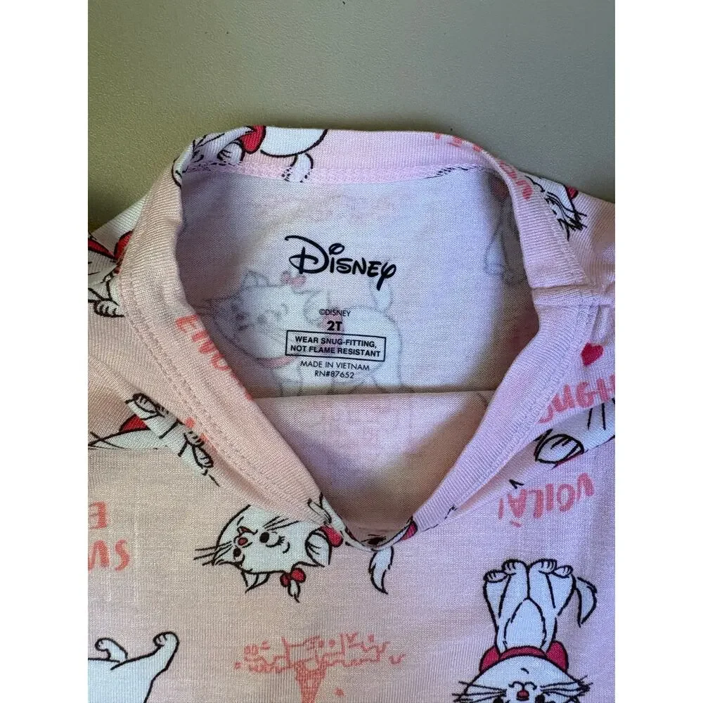Toddler Girls Disney Aristocats Marie Pajama Set 2T Pink 2 Piece PJs NWT